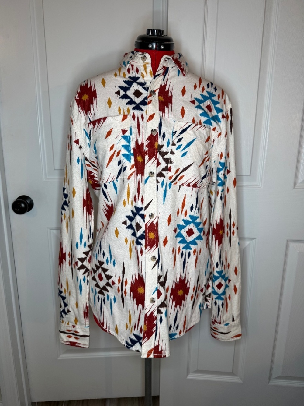 DRL Essentials Drill Clothing Fleece Long Sleeve Button Up Aztec Shirt Mens M